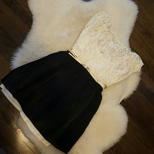 Cream Lace Dress with Black Btm Homecoming Party